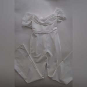 Bridal bundle 2 pieces! One off the shoulder jumpsuit and one dress. Size S/US 4